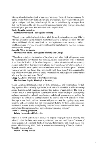 Baptist Foundations Church Government for an Anti-Institutional Age