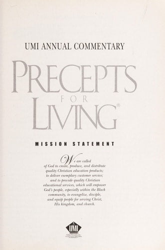 Precepts for Living Annual Commentary 2009-2010