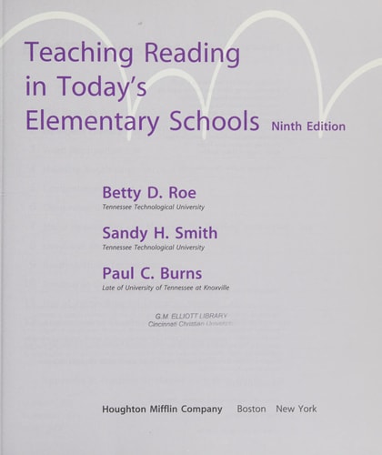 Teaching Reading in Today's Elementary Schools