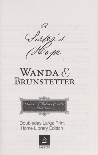 A Sister's Hope (Sisters of Holmes County, Book 3) by WANDA BRUNSTETTER (2008-08-01)