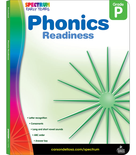 Spectrum Phonics Readiness Preschool Workbooks, Phonics for Toddlers 2-4 Years, Alphabet and Letter Recognition, Vowels, Consonants, and Sight Words Preschool Learning Activities