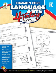 Carson Dellosa | Common Core Language Arts 4 Today Workbook, Kindergarten, 96pgs (Common Core 4 Today)