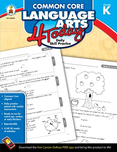 Carson Dellosa | Common Core Language Arts 4 Today Workbook, Kindergarten, 96pgs (Common Core 4 Today)