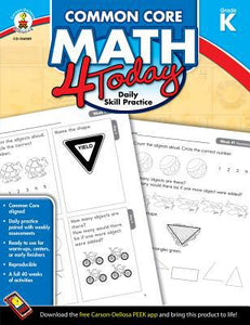 Carson Dellosa | Common Core Math 4 Today Workbook | Kindergarten, 96pgs (Common Core 4 Today) - RHM Bookstore