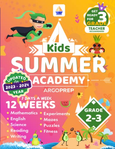 Kids Summer Academy by ArgoPrep - Grades 2-3: 12 Weeks of Math, Reading, Science, Logic, Fitness and Yoga | Online Access Included | Prevent Summer Learning Loss